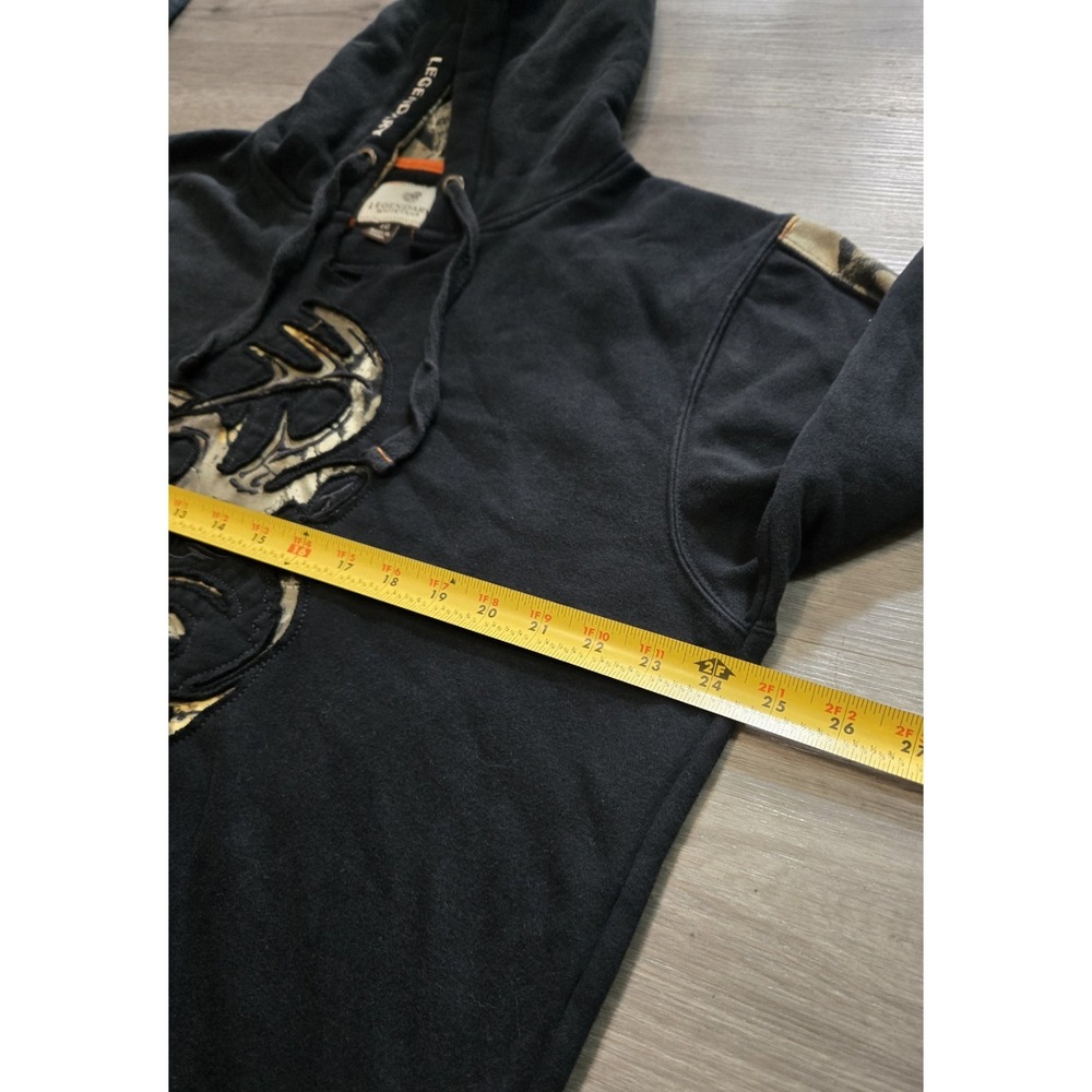 Legendary Whitetails Outfitter Hoodie Mens Large Black Camo Buck Logo Pullover - Picture 9 of 13